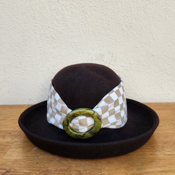 Olivia Latinovich Brown Checkered Bowler Hat - Picture 2 of 7